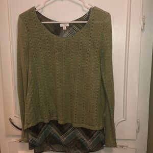 Sweater blouse.  Thin. Green.